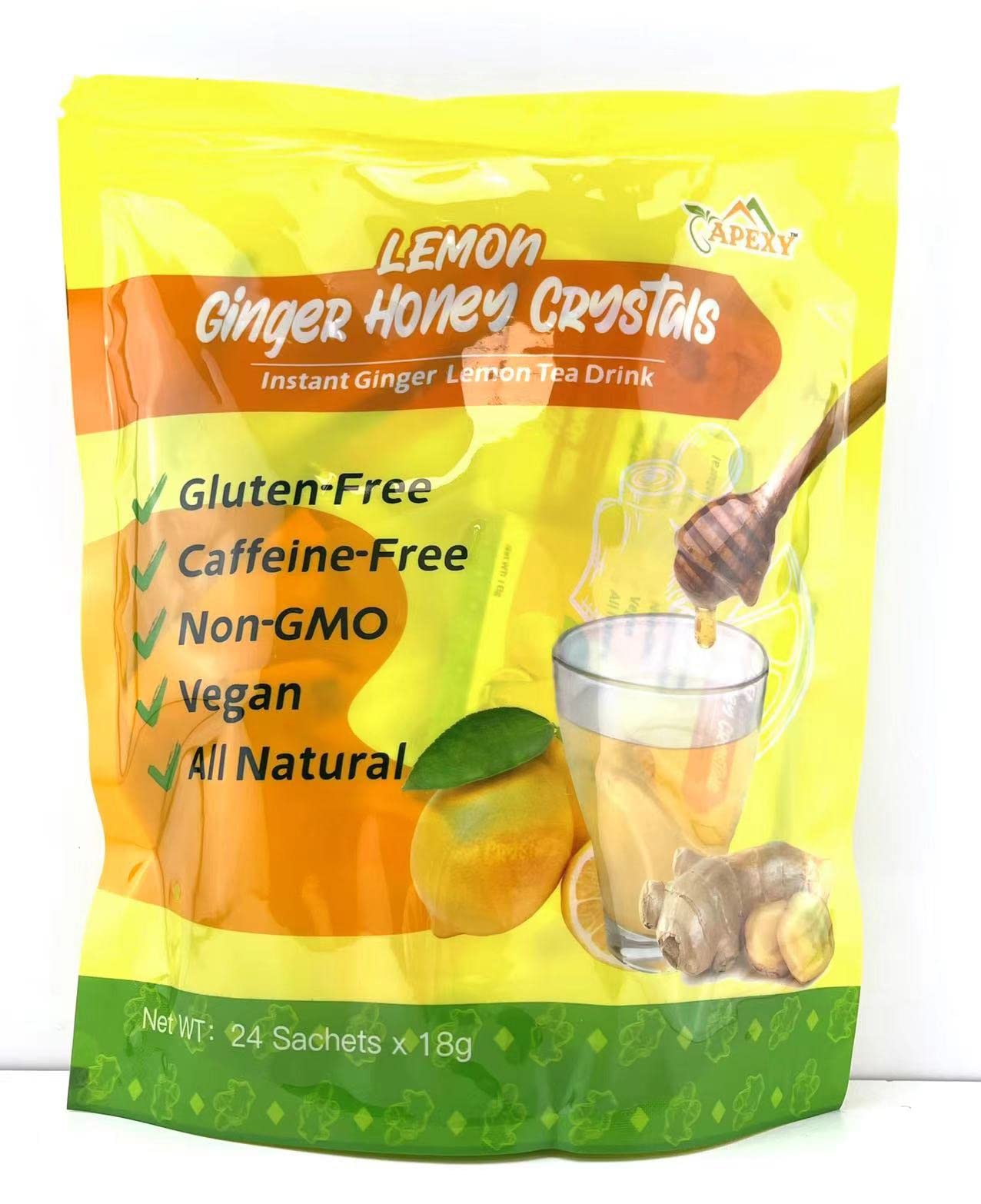 Apexy Instant Ginger Honey Crystal 18g X 24 Sachets (Lemon)
