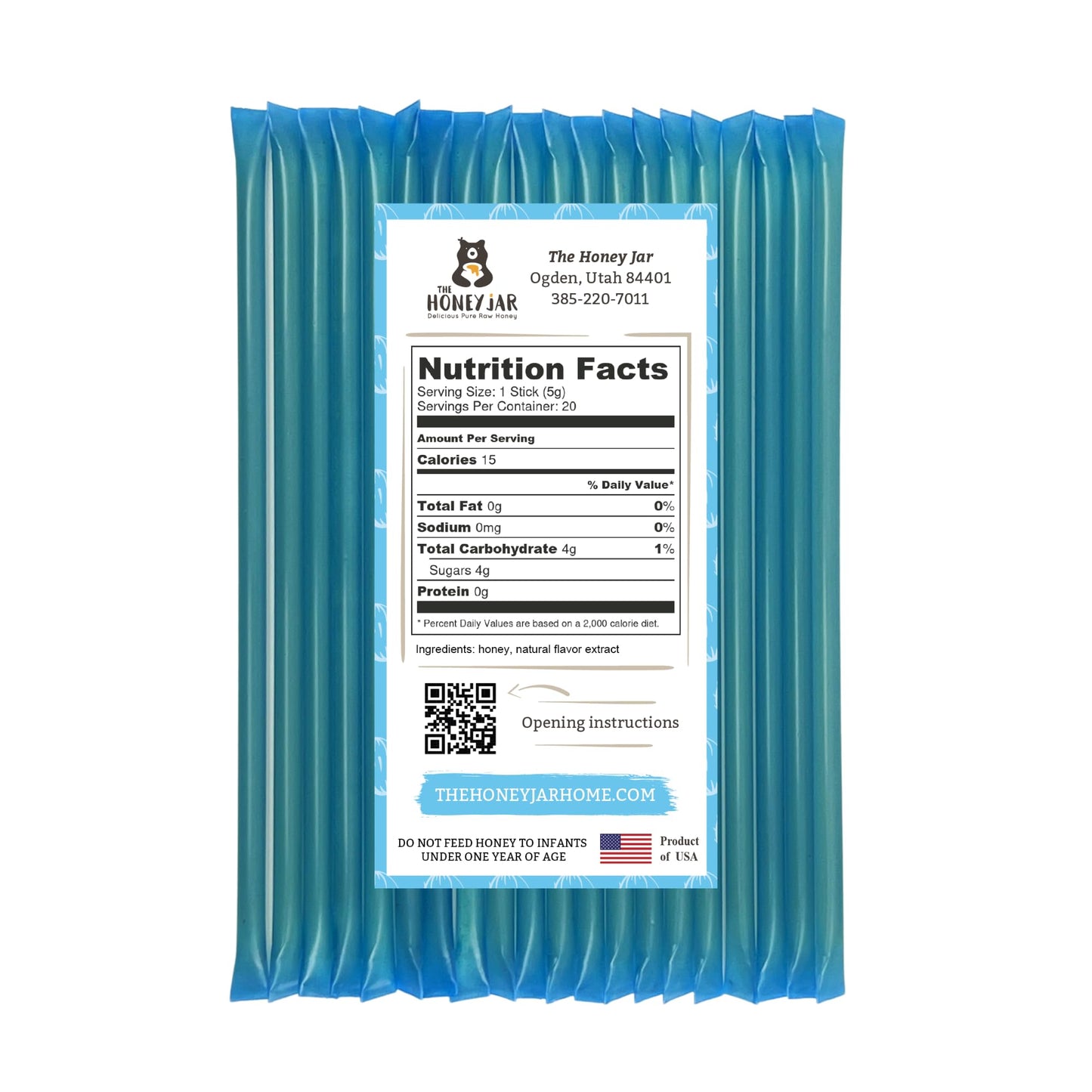 The Honey Jar coconut Flavored Raw Honey Sticks - Pure Honey Straws For Tea coffee or a Healthy snack - One Teaspoon of Flavored