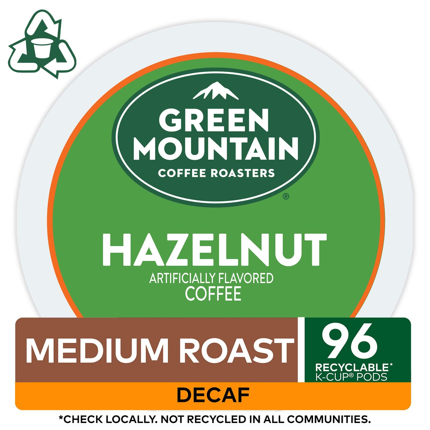 Green Mountain Coffee Roasters Hazelnut Decaf Coffee K-Cup Pods, Light Roast, 96 Count