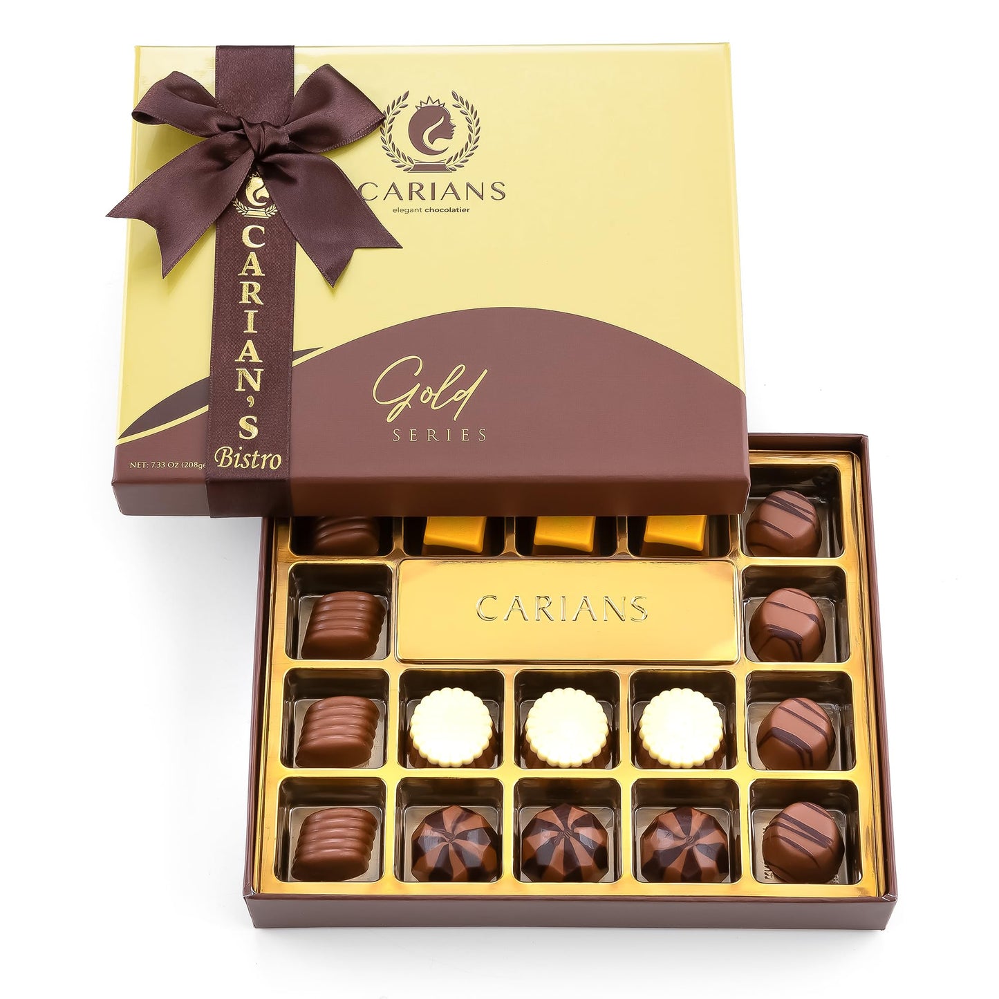 Carians ValentineS Day Chocolate Truffles Box Assorted Pralines Box Top-Grade Gourmet Gift Basket Assortment Of Milk And Dark Chocolate Elegant Valentines Day Gift For Her 17 Pcs.