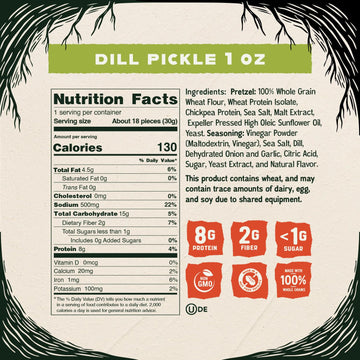 Kindling Protein Pretzels - Dill-Pickle | Protein-Packed Snack Size Bags | Kosher | 8-9g Protein Per Serving | No Artificial Fla