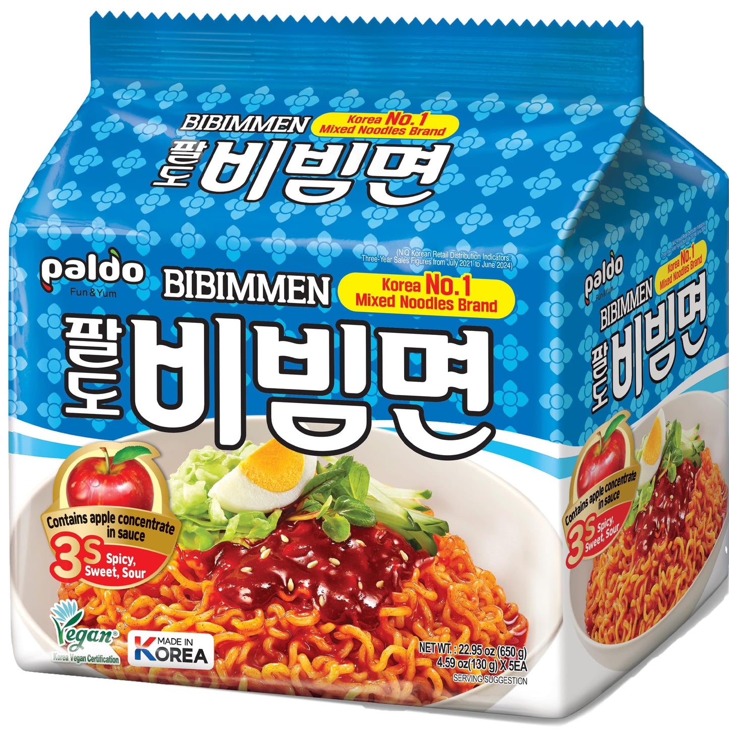 Paldo Korean Ramen Family Pack (Bibimmen) 4.59oz (Pack of 5)