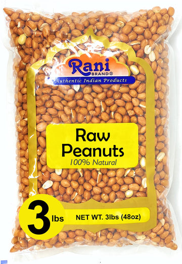 Rani Peanuts, Raw Whole With Skin (uncooked, unsalted) 48oz (3lbs) 1.36kg Bulk ~ All Natural | Vegan | Kosher | Gluten Friendly