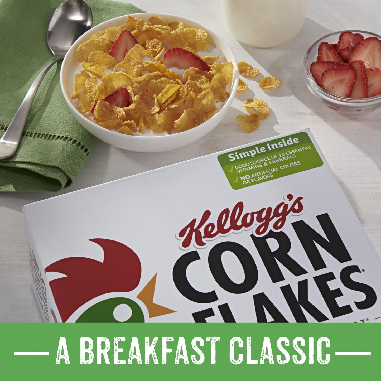 Kellogg's Corn Flakes Breakfast Cereal, Family Size 18 oz (Pack of 6), Original, Kids Cereal, Ideal for Family Breakfast