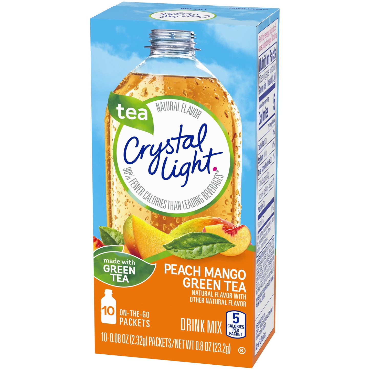 Crystal Light On The Go Peach Mango Green Tea Drink Mix, 10-Packet Box (Pack Of 15)