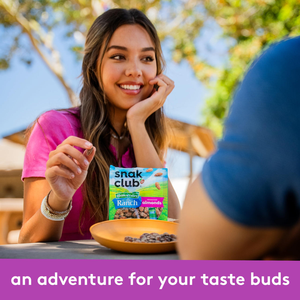 Snak Club Almonds with Hidden Valley Ranch Seasoning, Roasted Almonds, Gluten-Free and Kosher Snack, 2.5 oz Snack Bags, 6 Pack