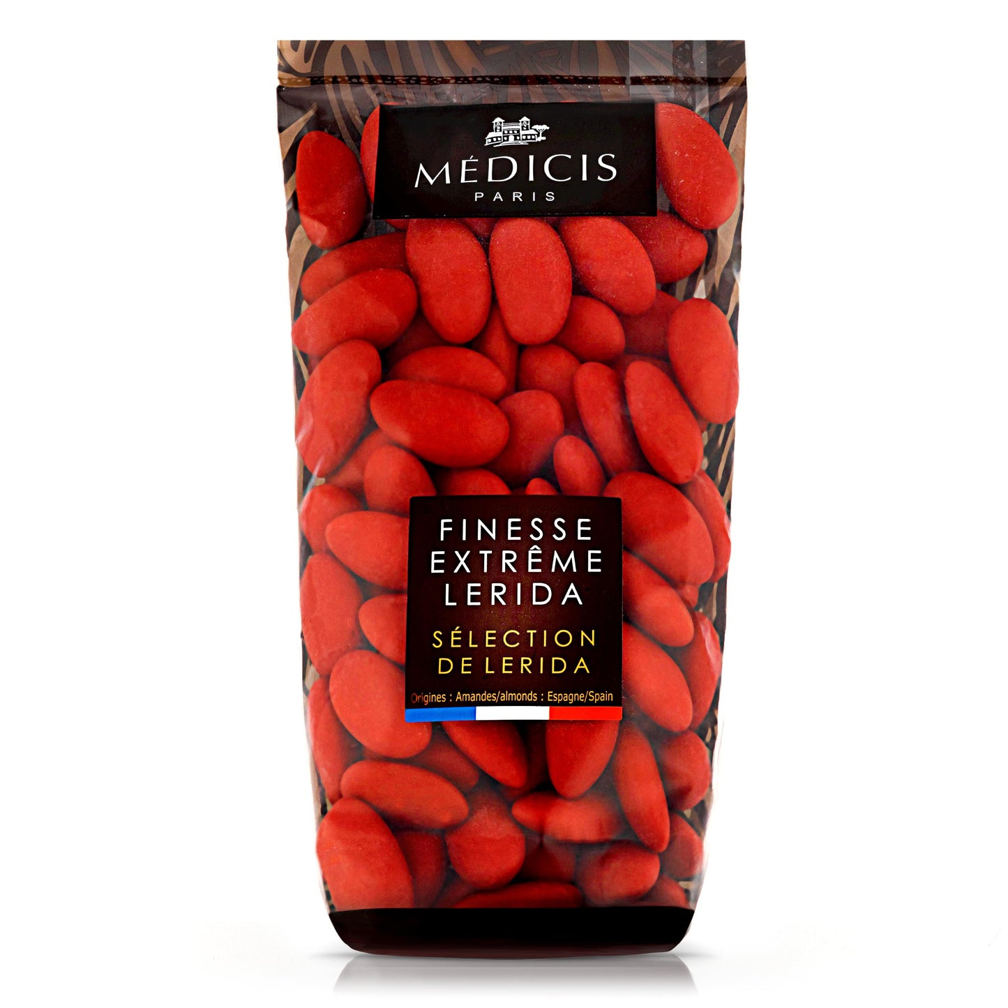 Medicis Top-Grade Candied Almond Dragees (French Jordan Almonds) Sugar Coated Candies Ideal As A Party Favor For Weddings And Baby Showers 75 Count Bag 8.8Oz Red
