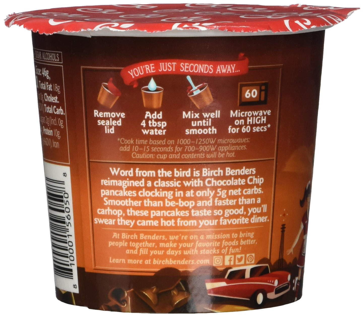 Birch Benders Chocolate Chip Pancake Cup - 1.62 OZ, Convenient On-the-Go Breakfast, Delicious Flavor, Perfect for Quick Meals
