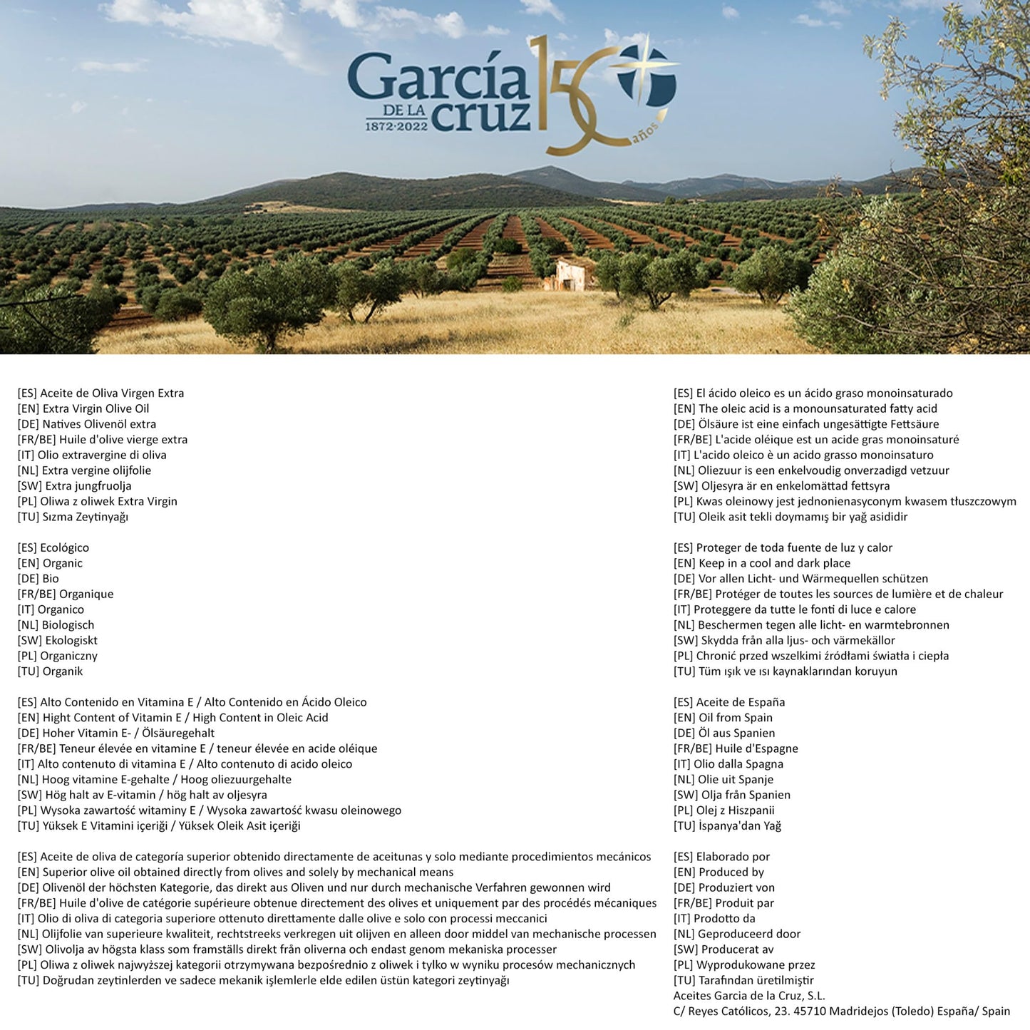 Garc A De La Cruz - Organic Extra Virgin Olive Oil, Master Miller Premium Oil, Almond And Tomato Tones, Smooth Body, Sourced In