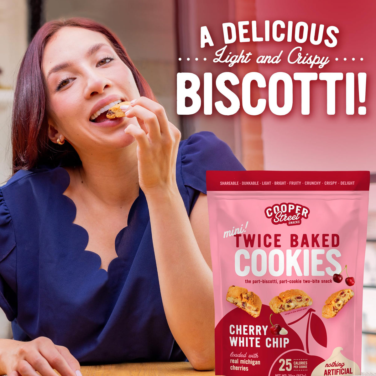 COOPER STREET Twice Baked Mini Biscotti Italian Style Cookies - 5 Pound of Cherry Chocolate Gourmet Cookies Ideal for Coffee Or