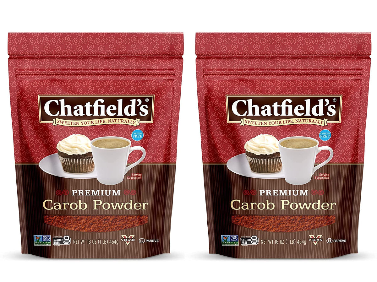 Chatfields All Natural Carob Powder 16-Oz Pouch Sweet And Delicious Top-Grade Quality Energy Blend-Free Gluten-Free Vegan Kosher Non-Gmo Verified - (2 Pack)