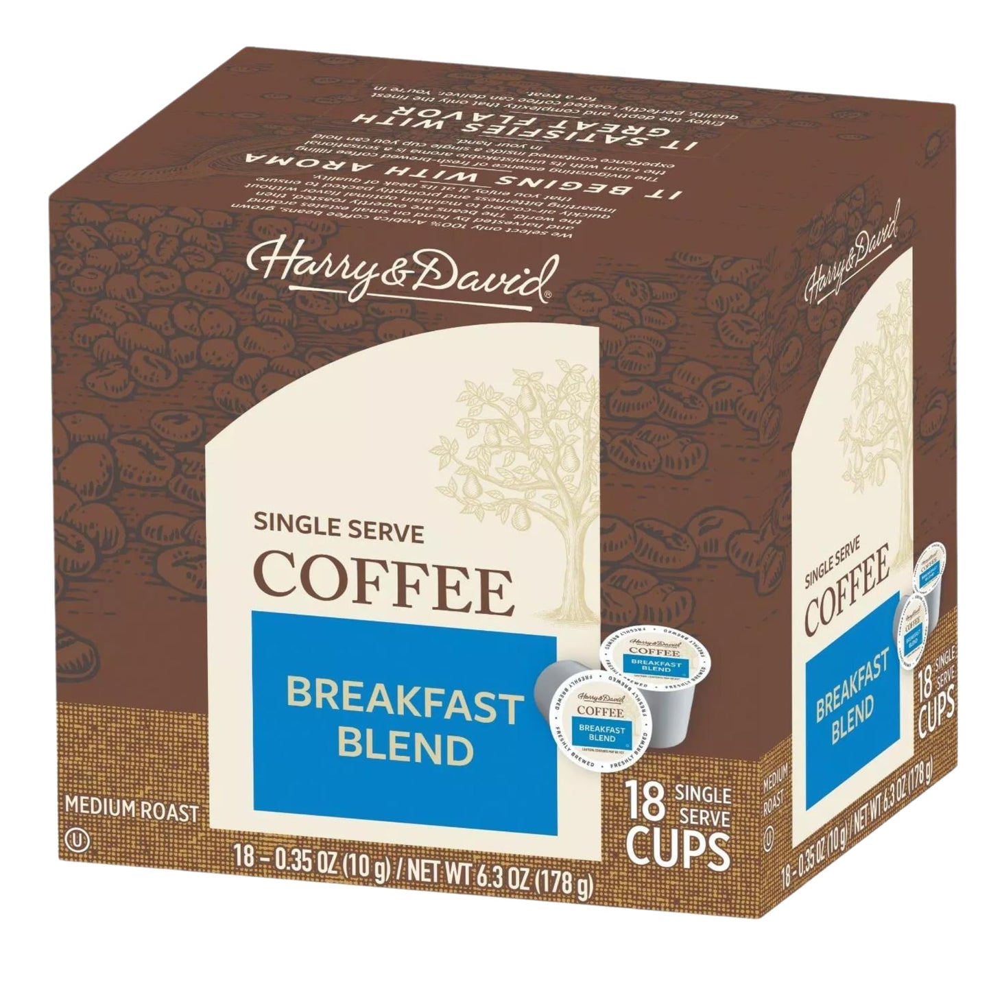 Harry & David Breakfast Blend Medium Roast Coffee Single Serve Cups (Compatible With Keurig K-Cup Beverage Makers) - 18 Count