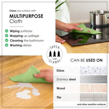 Superscandi Swedish Dishcloths For Kitchen Eco Friendly Reusable Sustainable Biodegradable Cellulose Sponge Cleaning Dish Cloths