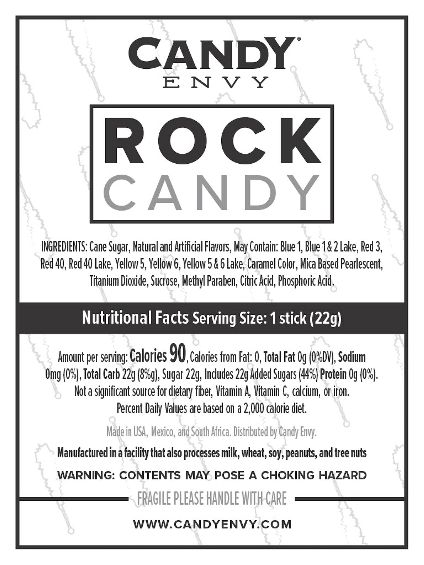 Candy Envy - Mermaid Rock Candy Sugar Sticks - 18 Indiv. Wrapped - Pink, Light Blue, Lavender