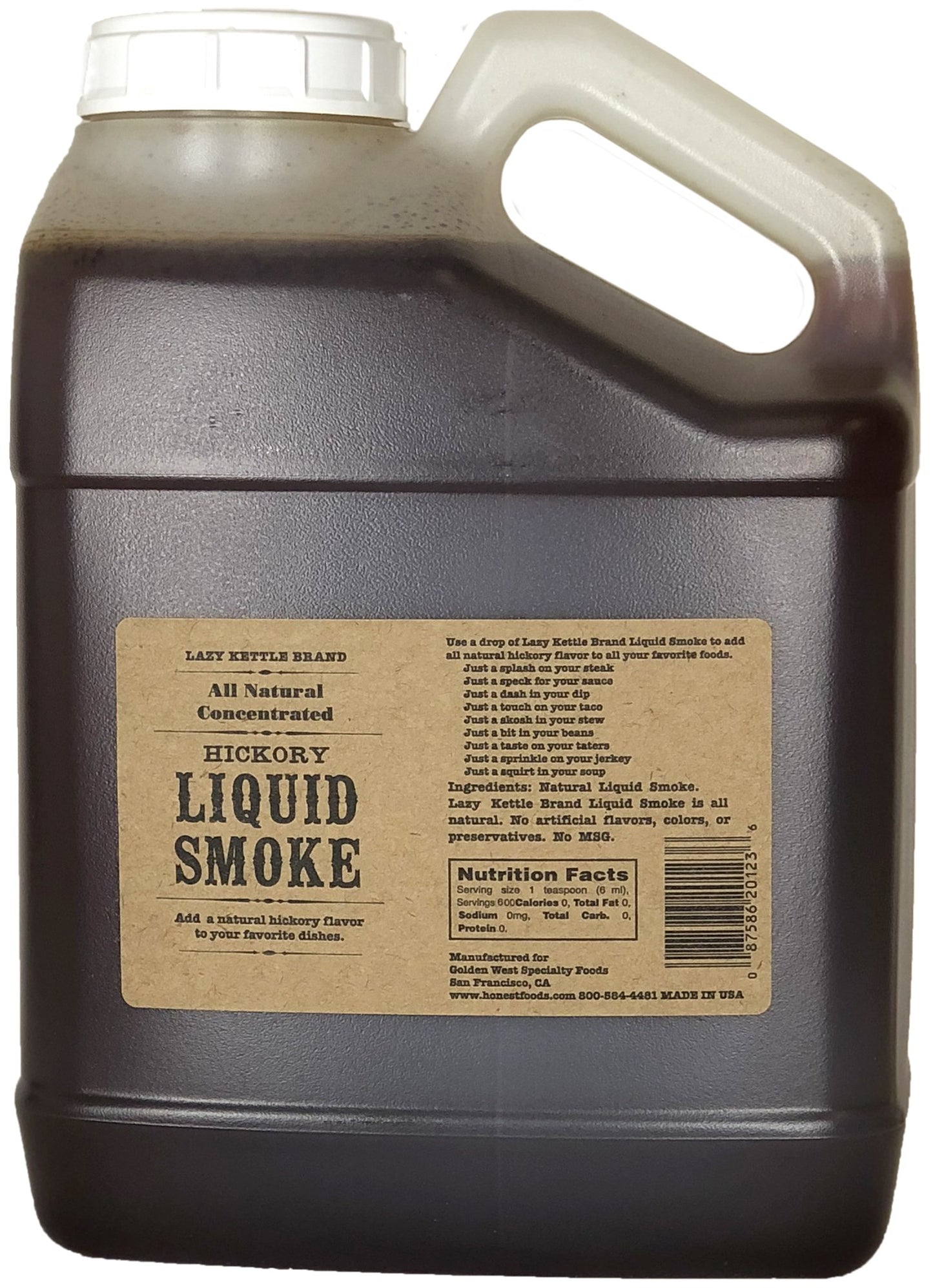Lazy Kettle All-Natural Liquid Smoke Hickory Smoke Great For Cooking 128 Oz