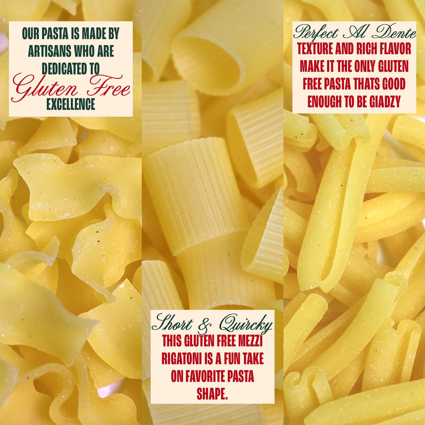 Giadzy By Giada De Laurentiis 3 Pack Gluten Free Variety Pasta - Includes Caserecce, Taccole & Mezzi Rigatoni- Made In Italy, Ar