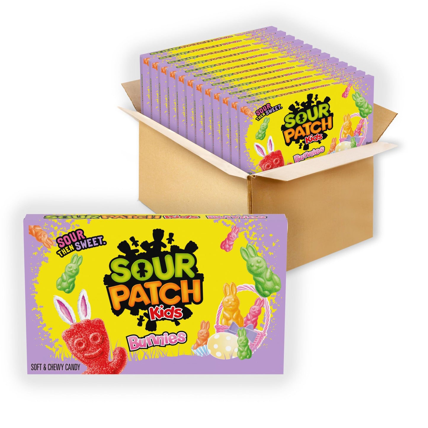 SOUR PATCH KIDS Bunnies Soft & Chewy Easter Candy, Bulk Candy, 12 - 3.1 oz Boxes