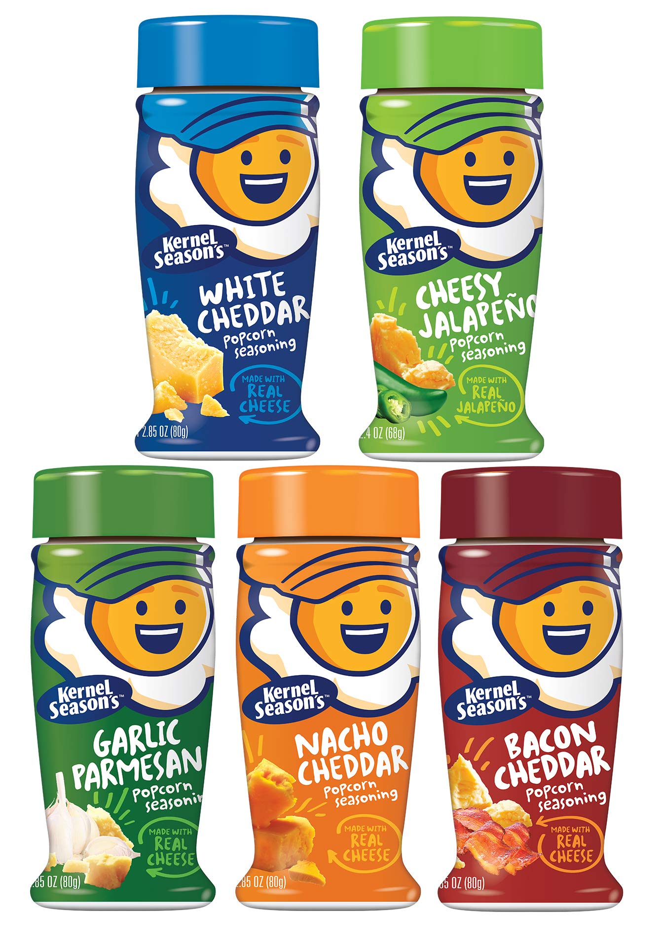 Kernel Seasons Popcorn Seasoning, Cheese Lovers Complete Set - includes 5 Flavors, Each Bottle 2.7 oz