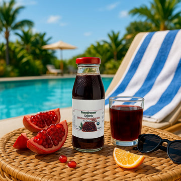 100% Organic Pomegranate Juice, 6.7 Oz Glass Bottle (6 Pack) No Sugar, No Artificial Colors, No Preservatives, No Flavors Added,