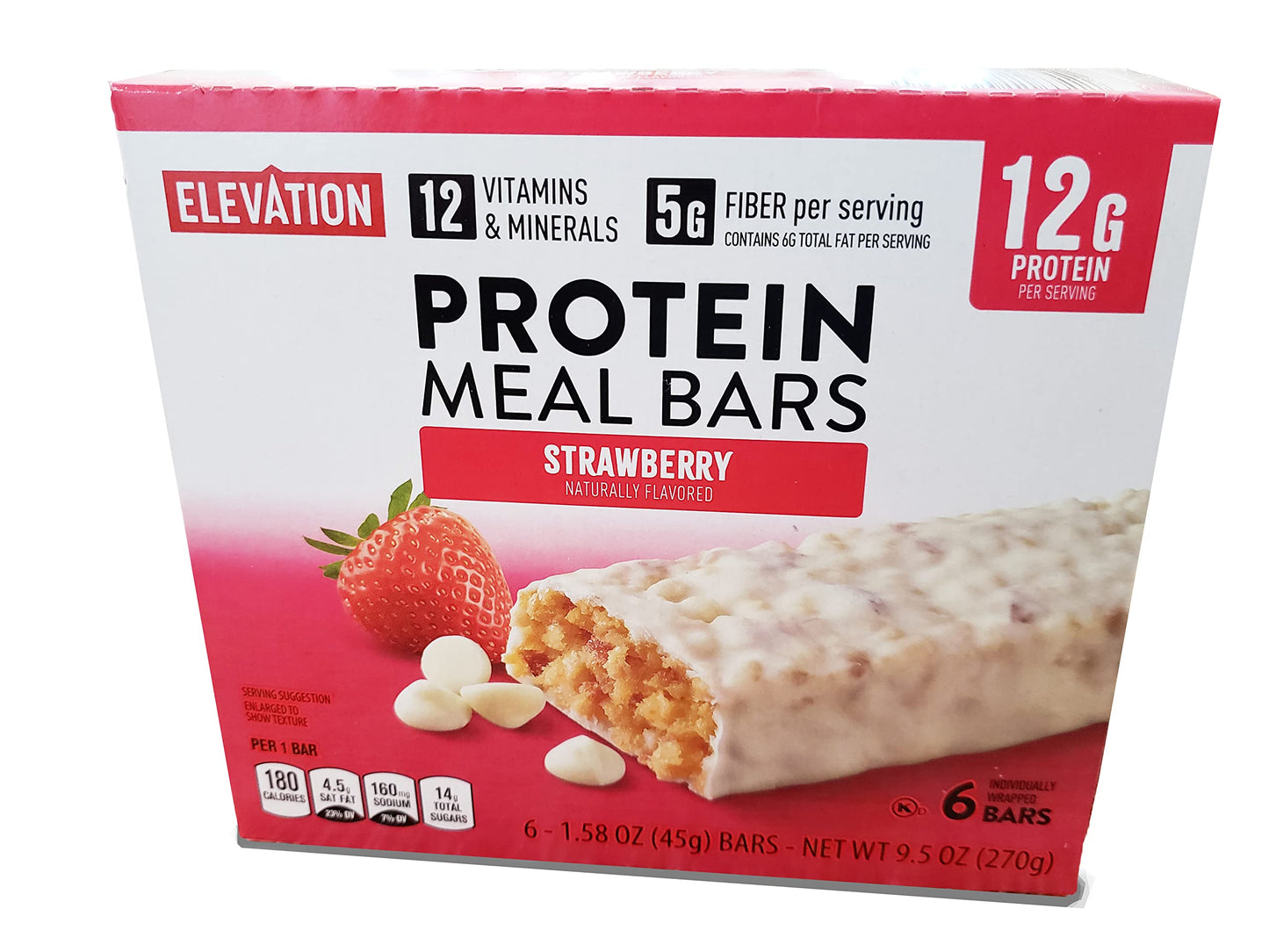 Elevation Protein Meal Bars Strawberry and Double Chocolate 9.5oz 270g (Two Boxes)