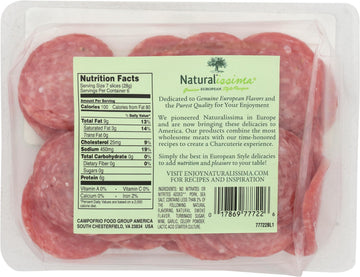 Naturalissima, Uncured Hard Salami, 6 oz