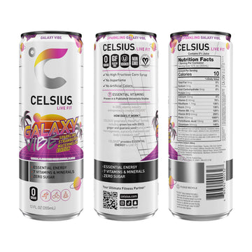 CELSIUS Sparkling Galaxy Vibe Energy Drink, 12 Fl Oz, Pack of 12