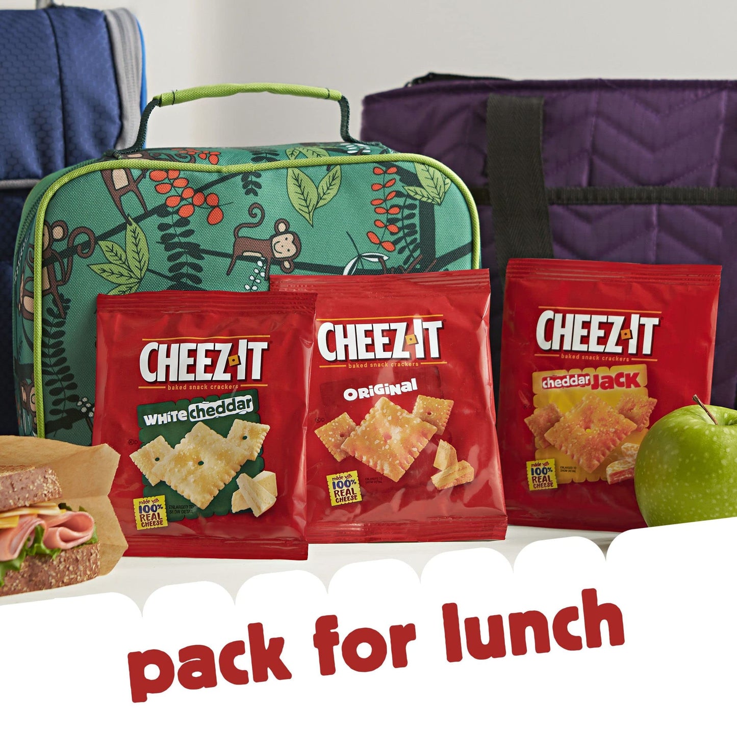 Cheez-It, Baked Snack Cheese Crackers, Variety Pack, Original, White Cheddar, Cheddar Jack, 12.1oz (4 Count)