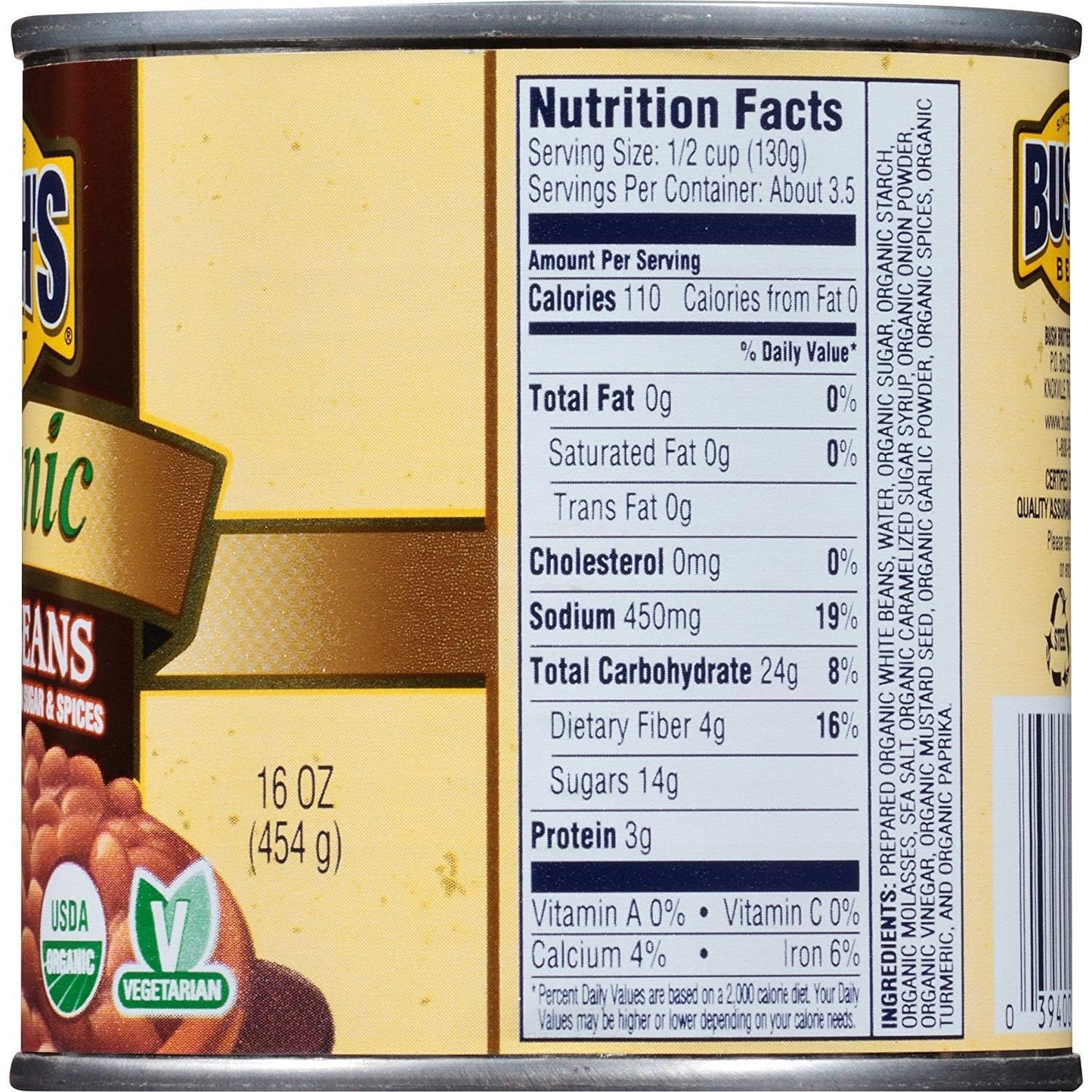 Bush'S Best Baked Beans, Organic, 16 Oz (Pack Of 18)
