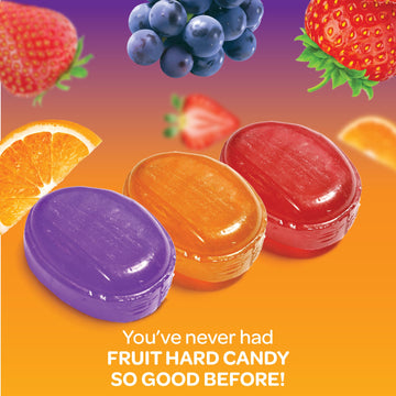 Assorted Fruit Drops Hard Candy - 2 Pound Bulk Pack (About 180 Count) - Orange, Strawberry, Grape, Cherry