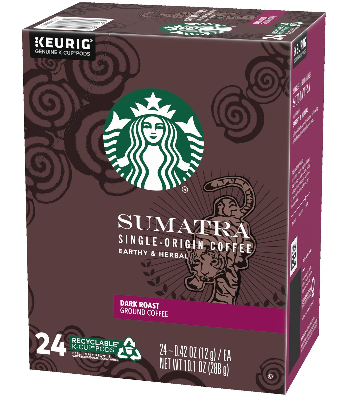 Starbucks Sumatra Dark Roast K-Cup Pods, Earthy & Herbal Flavor, 48 Count (2 Boxes)