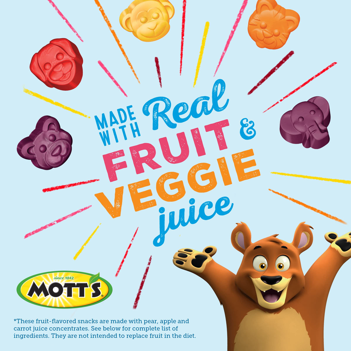 Motts Fruit Flavored Snacks, Animals Assorted Fruit, Gluten Free Snack, 10 Ct, 8 oz
