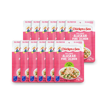 Chicken of the Sea Alaskan Pink Salmon, 2.5 oz. Packets (Box of 12), Wild Caught Salmon, Skinless & Boneless, Low Sodium