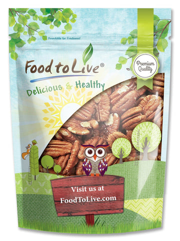 Food To Live - Pecan Halves, 3 Pounds Raw Pecan Nuts, Large Size, Unsalted, Unsweetened, Vegan, Kosher, Shelled, Bulk. Good Source Of Magnesium, Calcium. Great For Pecan Pie.