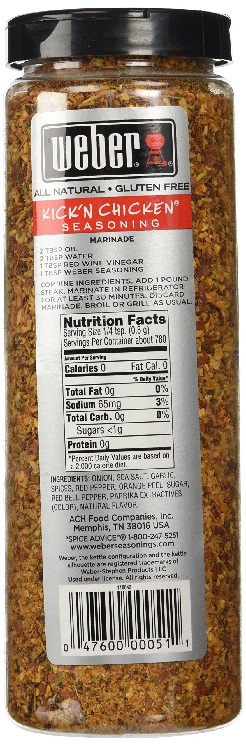 Weber Kick'N Chicken Seasoning 22 Oz. Made With Sea Salt - No Msg - Gluten Free - Perfect For Grilling