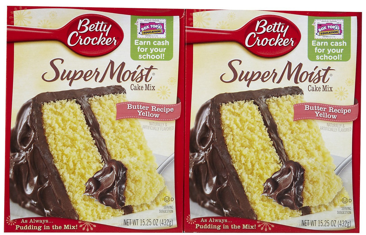 Betty Crocker Super Moist Cake Mix, Butter Recipe Yellow - 15.25 oz box, 2 pack