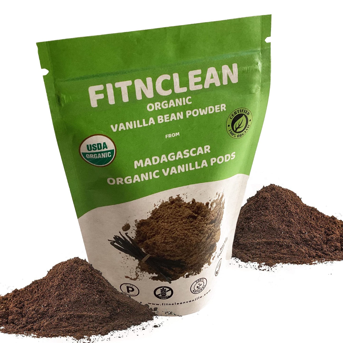 1oz Organic Madagascar Vanilla Bean Powder. Certified USDA Organic. Ground whole Gourmet Pods by FITNCLEAN VANILLA| Raw Natural