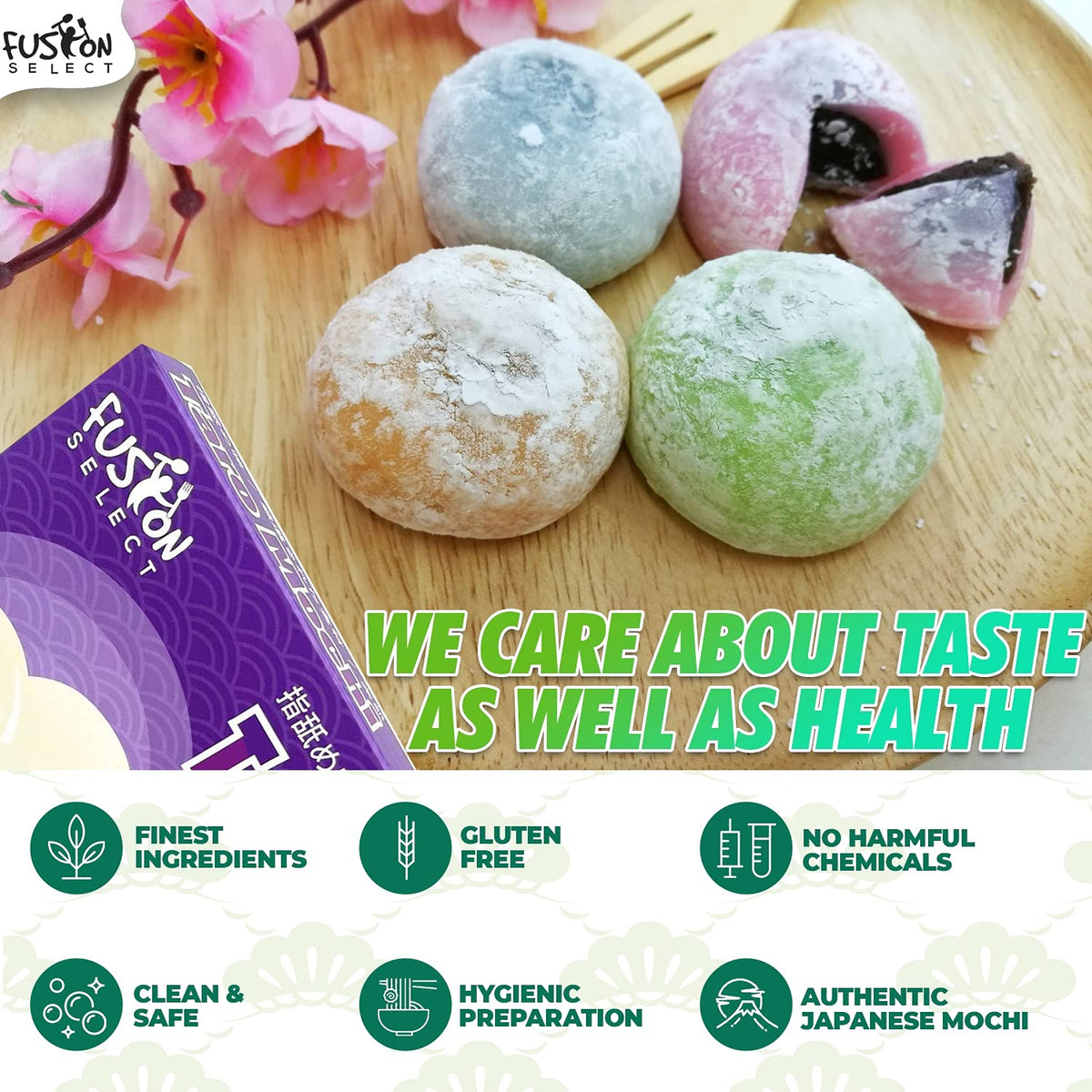 Fusion Select Mochi Daifuku Snacks - Traditional Japanese Rice Cakes With Filling - Flavored Asian Sweet Desserts For Family - C