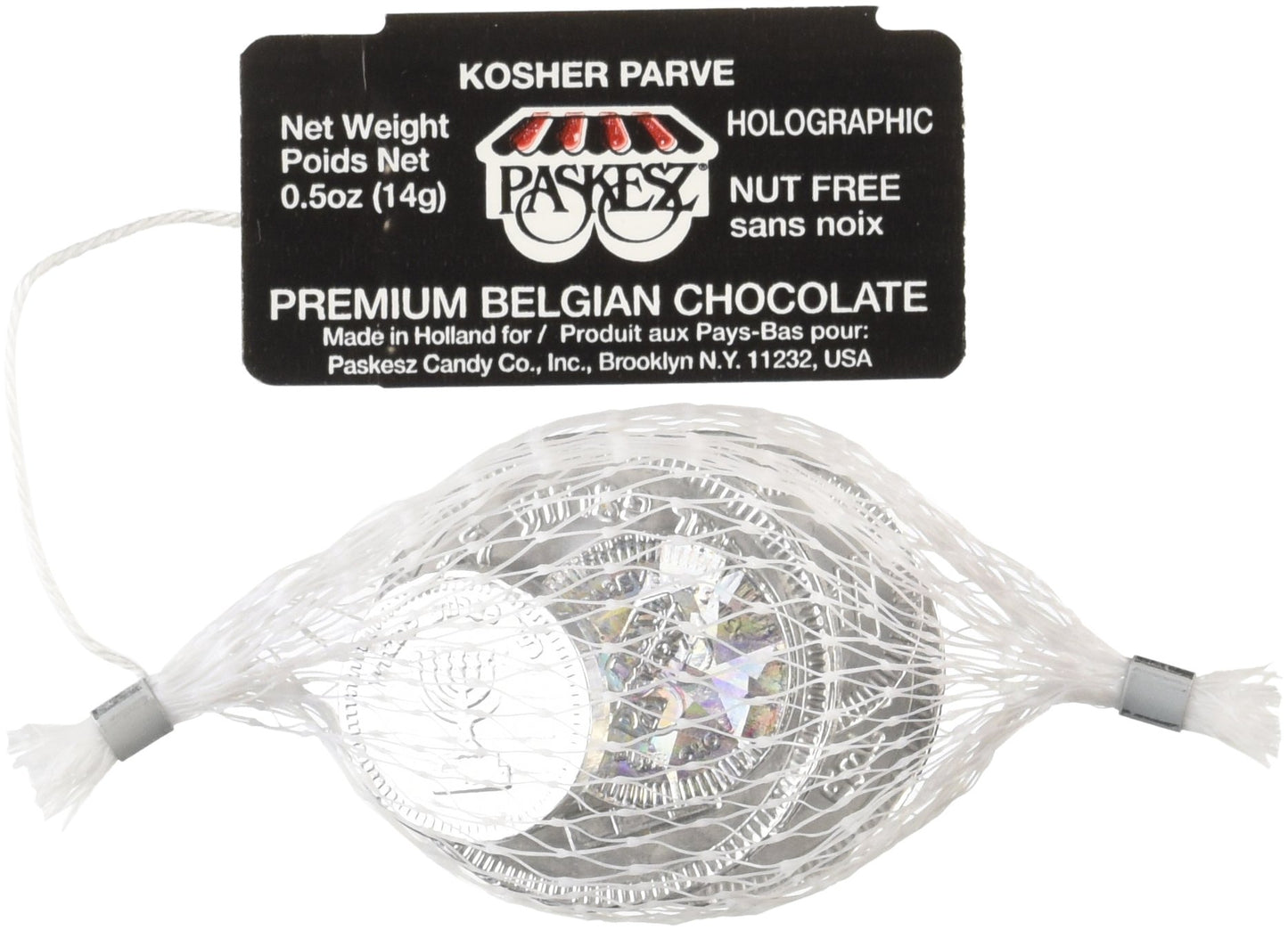 Only Kosher Candy Hanukkah Chocolate Gelt Coin - Kosher Parve Chanukkah Gelt Chocolate Coins and Nut Free Silver Foil Parve Choc