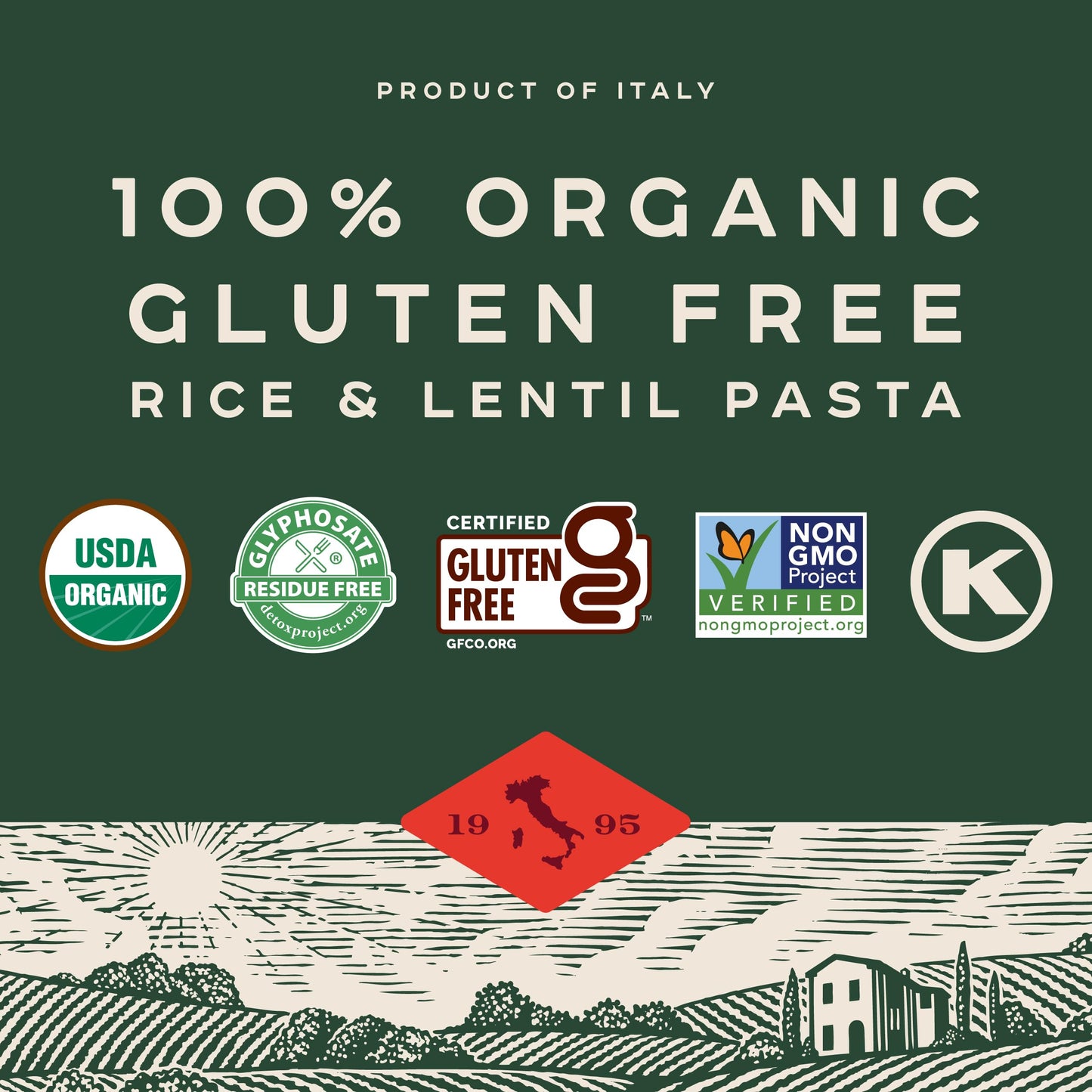Bionaturae Fusilli Pasta - Gluten Free Organic Rice & Lentil, High Protein, Kosher, 12 Oz (Pack of 4)