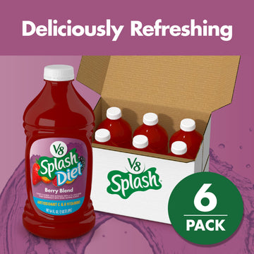 V8 Splash Diet Berry Blend Juice Beverage, 64 fl oz Bottle (Pack of 6)