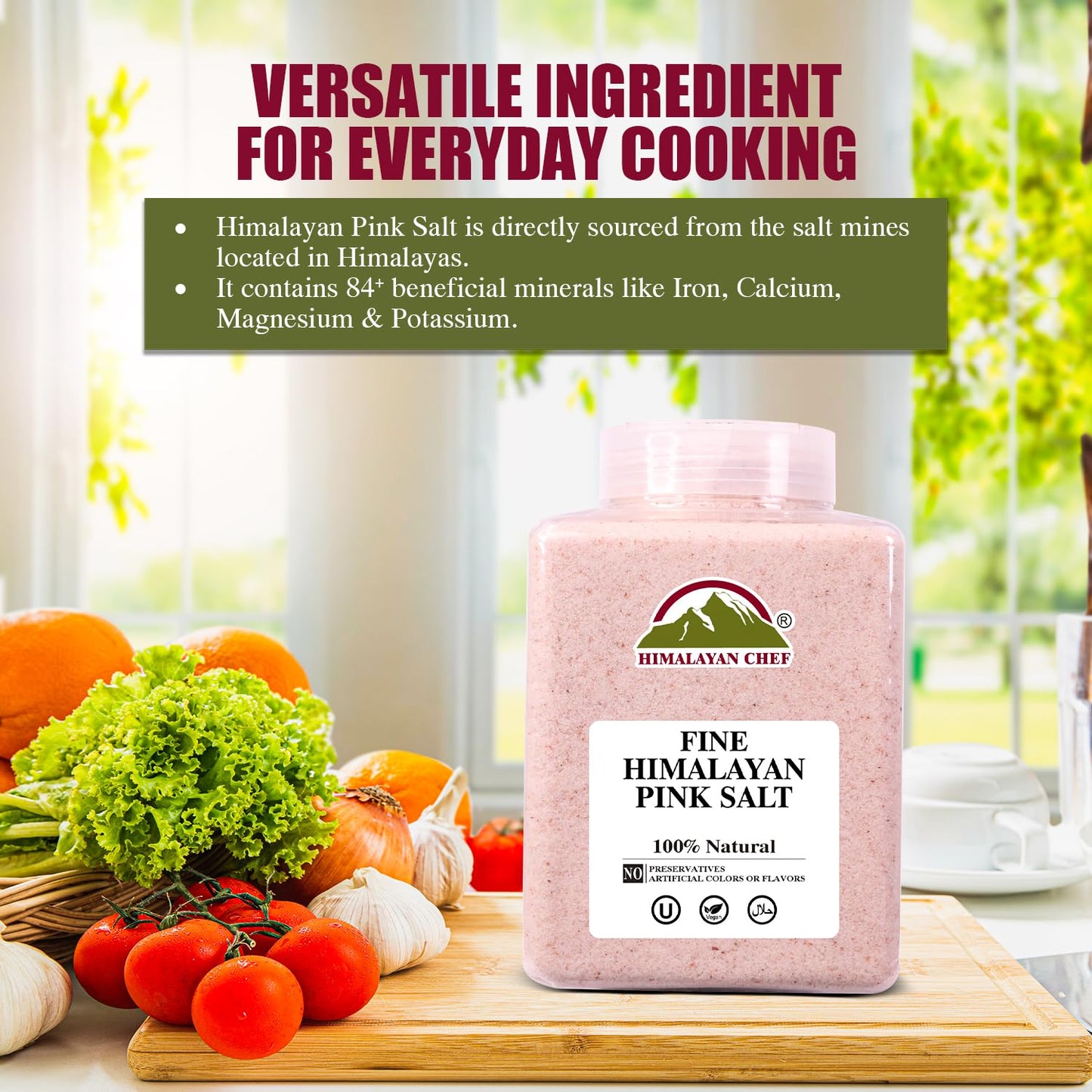Himalayan Chef Himalayan Pink Salt Fine Grain Plastic Jar-5 lbs