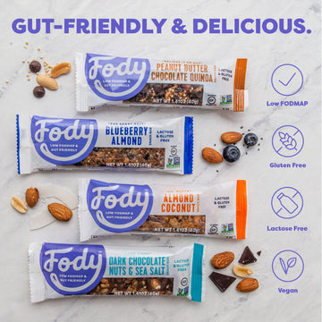 Fody Foods Vegan Protein Nut Bars, Dark Chocolate Nuts And Sea Salt Flavor, 6G Protein Per Bar, Low Fodmap Certified, Sensitive