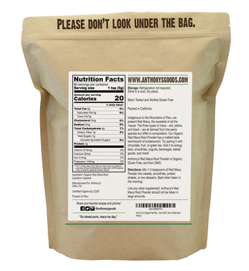 Anthonys Organic Red Maca Powder 1 lb Raw Gluten Free Non GMO Non Gelatinized
