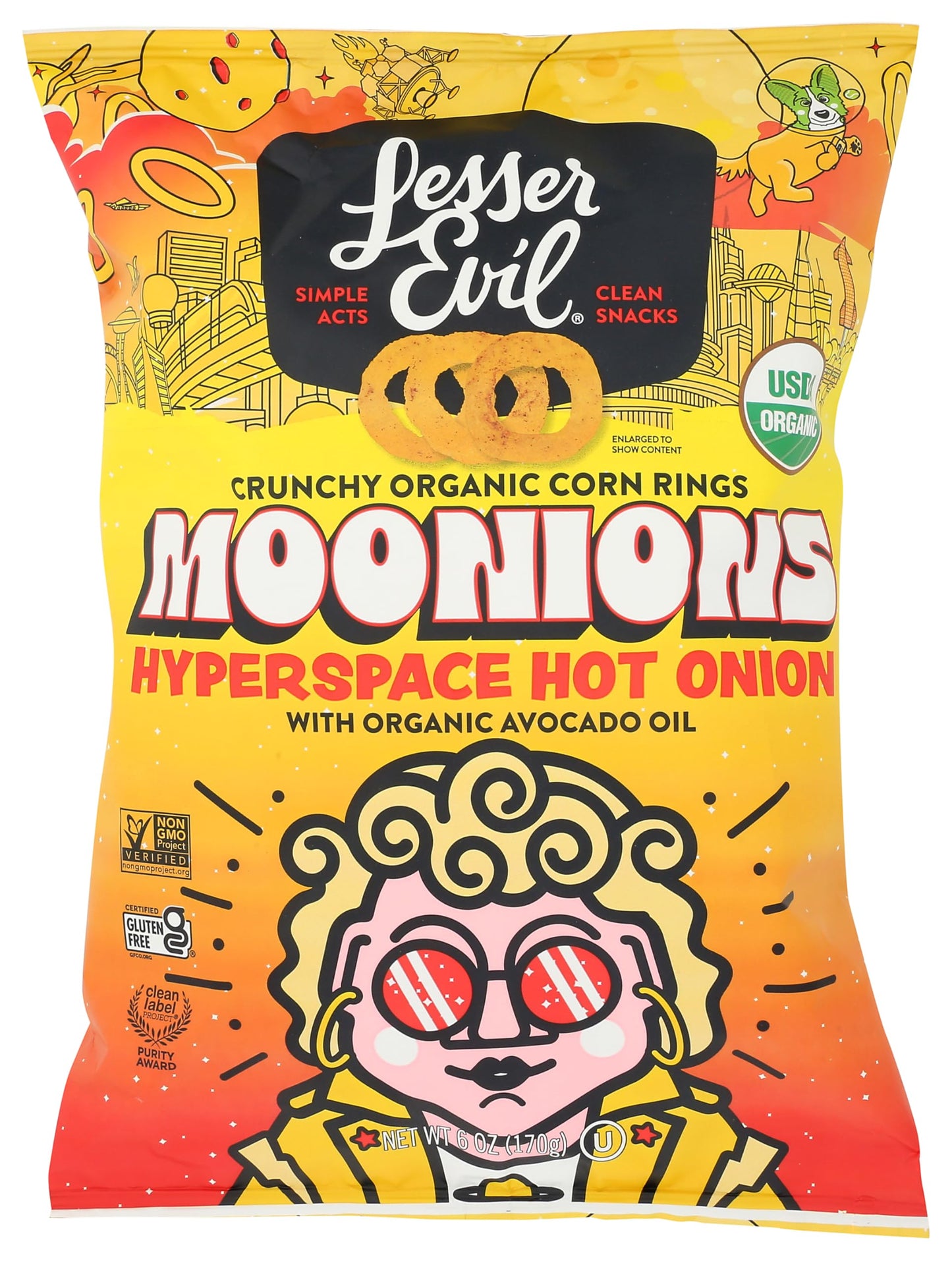 LESSEREVIL Organic Hyperspace Hot Onion Moonions, 6 OZ