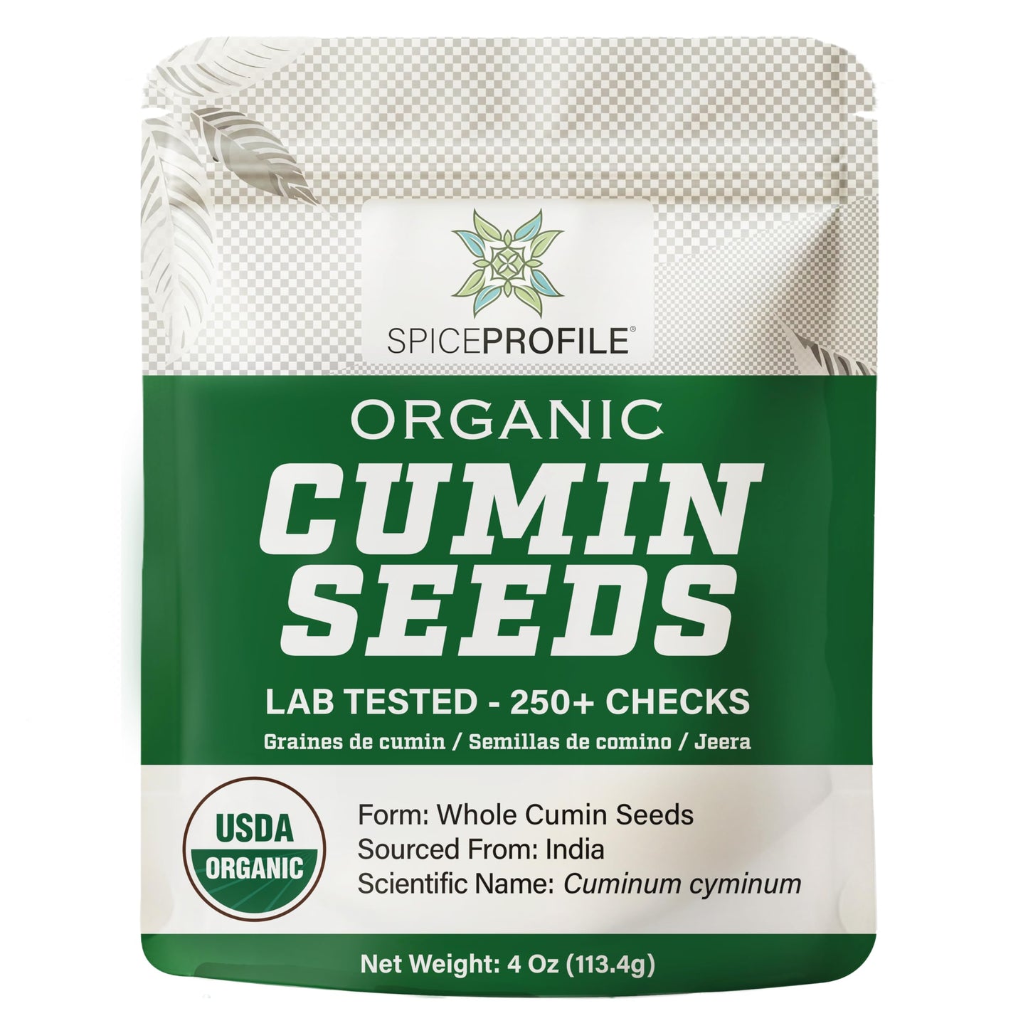 Spice Profile | Usda Certified Organic Cumin Seeds (Whole) | Resealable 4Oz Pouch | Best For Tempering Cooking Spice Blends & Seasonings | Organic Jeera