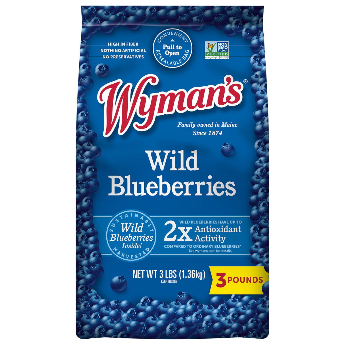 Wymans Wild Blueberries, 3 lb (frozen)