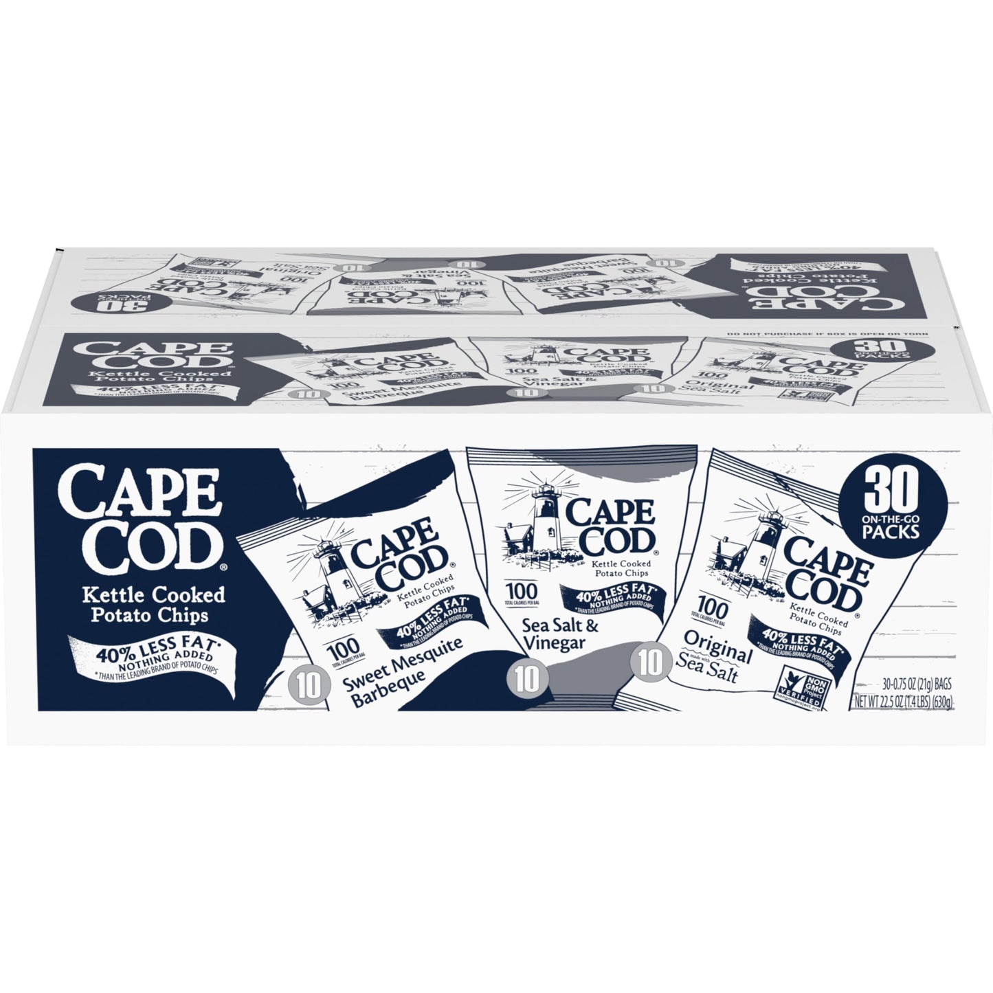 Cape Cod Potato Chips Less Fat Kettle Chips Variety Pack 30 Ct (Pack Of 30)