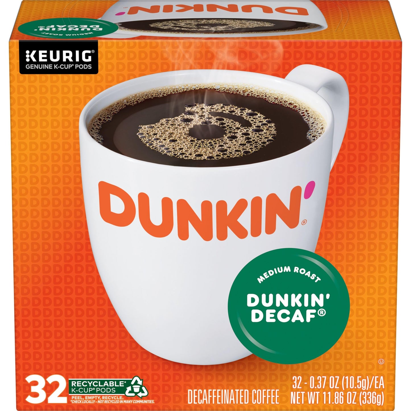 Dunkin Decaf Oriflavor Blendal Blend 32 Keurig K-Cup Pods