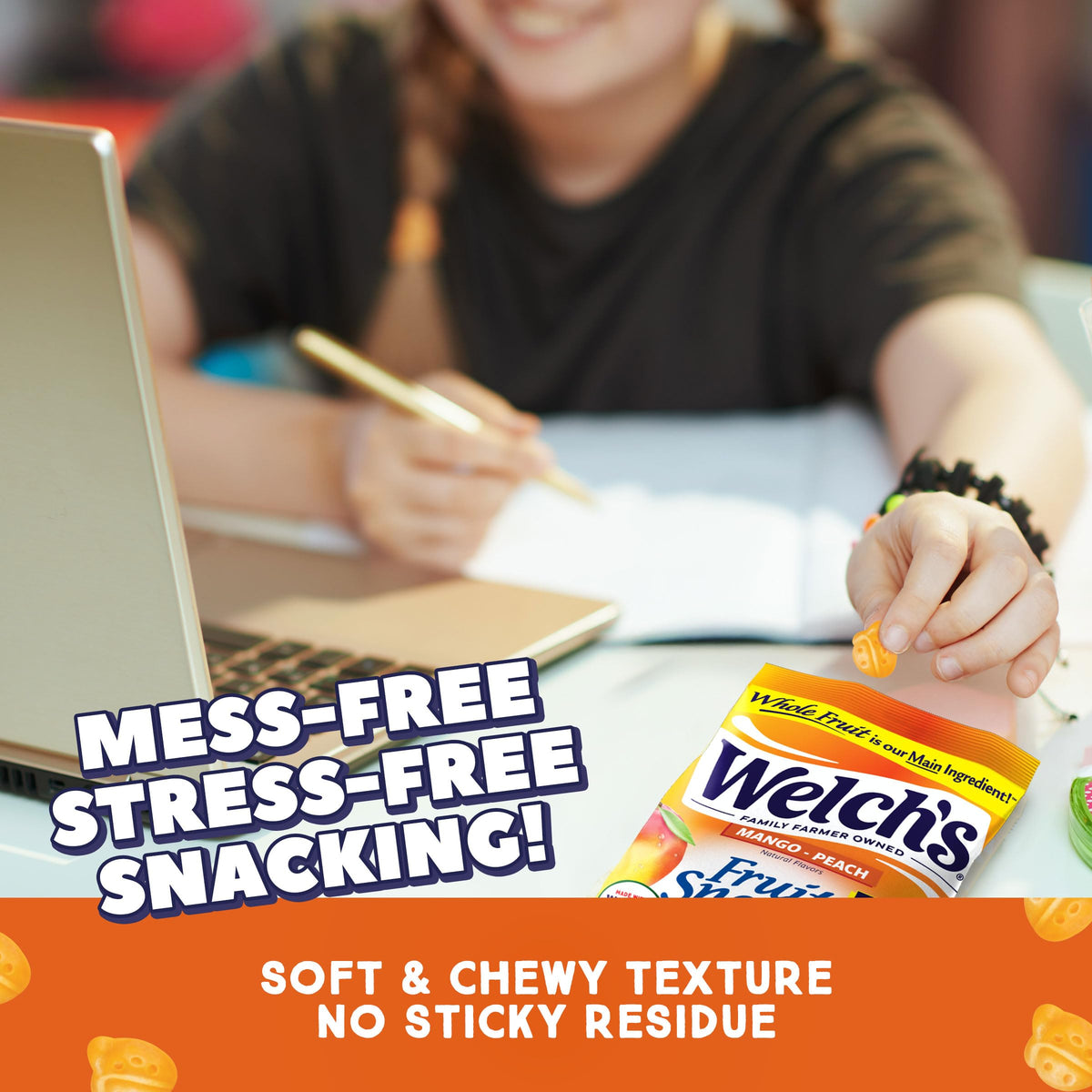 Welchs Fruit Snacks Mango Peach Snack Box Gluten Free 5oz Snack Packs (Pack of 12)