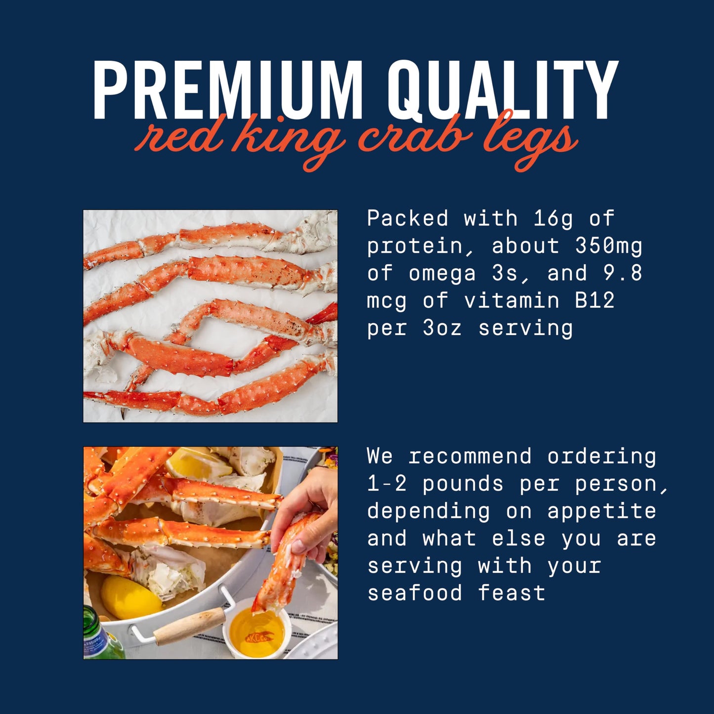 ALASKAN KING CRAB CO.: Red King Crab Legs XXL 6lbs (About 6 Legs) Wild Caught Pre-Cooked Flash Frozen Seafood Meat Rich Flavor and Natural Sweetness with Firm Tender Texture Steam Grill or Broil